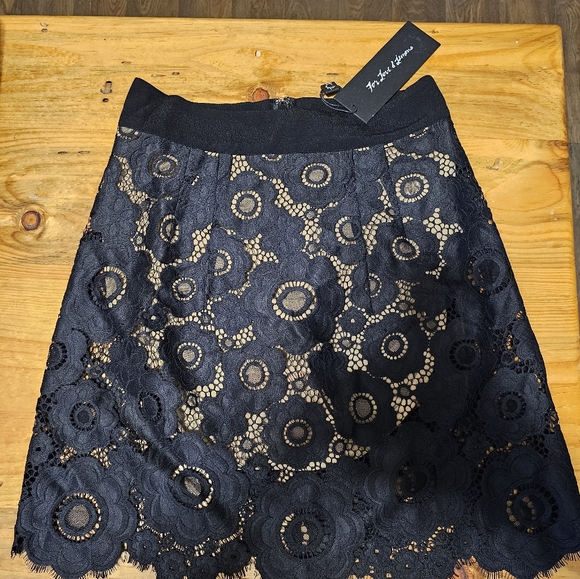 For Love & Lemons Black Lace Over Nude Lining Skirt - Size Small. - Picture 2 of 9